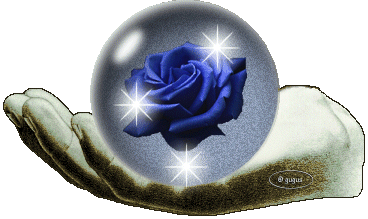 globe rose bleue  main  tendue